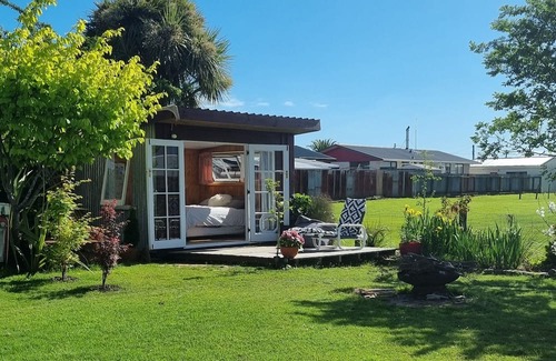 Westport Cabaña | Unique, delightful Tiny Home with Alfresco living area including retro Poptop.