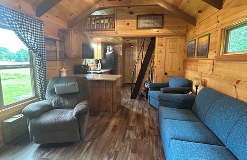 Altamont Cabina | Cozy 1 BR cabin 100 feet from the Linville River near Newland, NC. EV charger