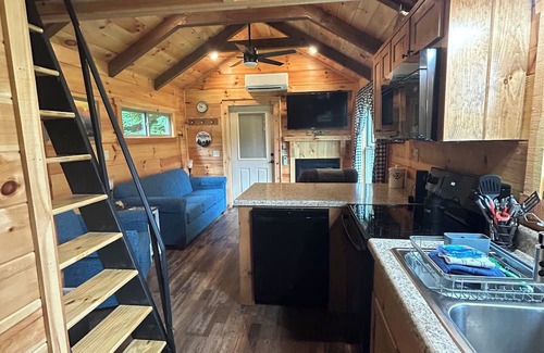 Altamont Cabina | Cozy 1 BR cabin 100 feet from the Linville River near Newland, NC. EV charger