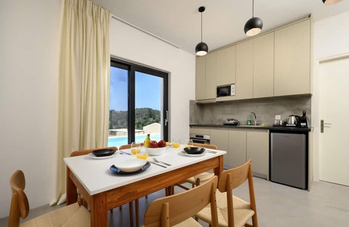 Kavvadades Villa | Lavish Corfu Villa | Villa Elysian View | 1 Bedroom | Spacious Furnished Terrace with Shaded Outdoor Dining Area | Private Garden, Pool and Hot Tub | Prime Location | Arillas, Mega Lithari