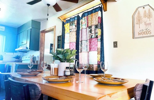 Old Station Casa | Charming 3-bedroom cabin in with AC, spa, game room, firepit & EV charger