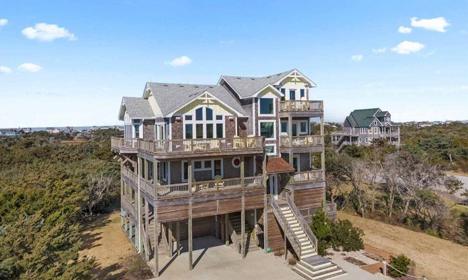 Hatteras Casa | On Special - Semi-Oceanfront Home w/ Hot Tub, Elevator, Game Room and Workstatio