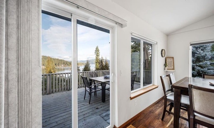 Coeur d'Alene Casa | Lake View Escape w/ Patio, Balcony, Fire pit & BBQ